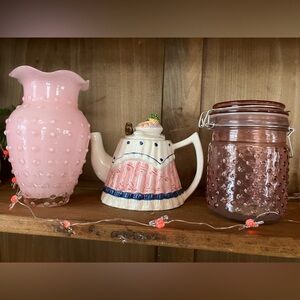 Whimsical Pink and Blue Ceramic Teapot